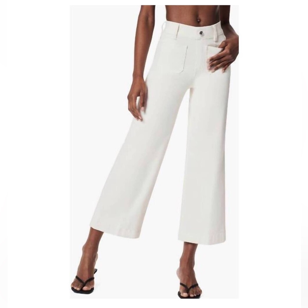 SPANX Cropped Wide Leg Jeans - White - Size Small Petite
